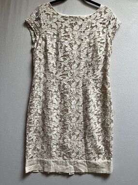 Jones New York Cotton Linen Floral Lace Sheath Dress Sz 12
